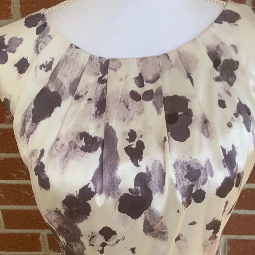Ann Taylor Purple and Cream Floral silk dresss